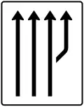 Zeichen 541–22 Aufleitungstafel – ohne Gegenverkehr – dreistreifig plus Fahrstreifen rechts