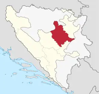Lage des Kantons in Bosnien und Herzegowina