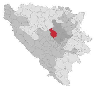 Lage der Gemeinde Zenica in Bosnien und Herzegowina (anklickbare Karte)