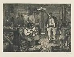 Heinrich Zille: Der späte Schlafbursche, Radierung (1902)