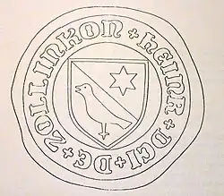 Wappen im Siegel Heinrichs von Zollikon, 1349