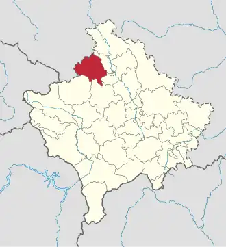 Lage der Gemeinde Zubin Potok im Kosovo (anklickbare Karte)