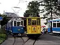 Trams vor dem Depot Wartau