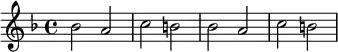 {\key f \major bes'2 a'2 c''2 b'2 bes'2 a'2 c''2 b'2}