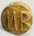 Brotstempel, gedrechselt mit erhabenem „MB“.