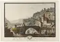 Schloss und Rhone­brücke, Zeichnung von Niklaus Sprüngli, 1782