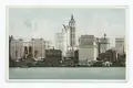 Postkartenmotiv, von links nach rechts: Hudson Terminal, City Inves­ting, Singer, West Street und Trinity Buildings