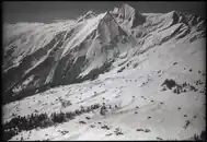 Tenna, Piz Riein, Saninagruppe. Luftbild von Werner Friedli (1949)