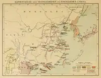 Kartenskizze der Vertragshäfen und Eisenbahnen in China (1901)