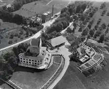 Luftaufnahme, Schloss mit Gemüsegarten aus dem Jahr 1919