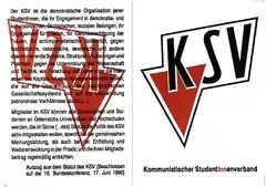 KSV Mitgliedsausweis (etwa 1990)